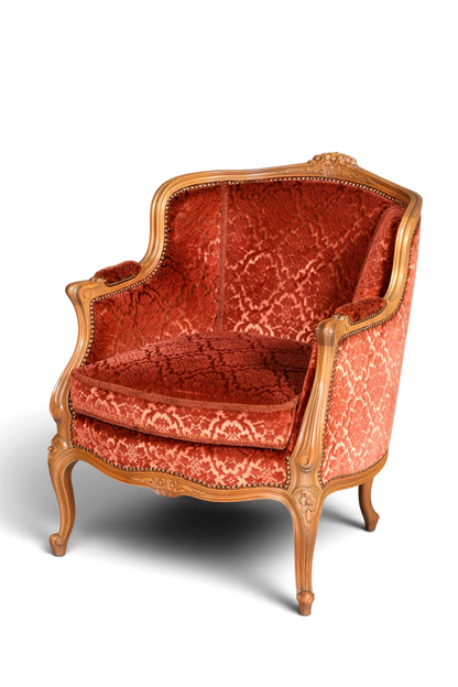 Edler Chippendale Armlehnsessel Barock Stil Sessel Samt Stoff Armchair Sessel 1 von 2