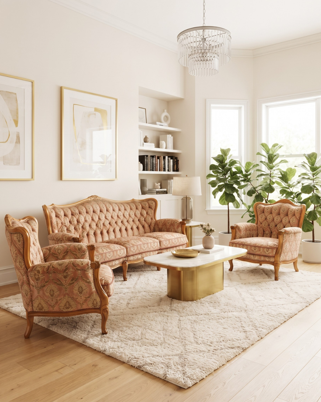 Edler Chippendale Armlehnsessel Barock Stil Sessel Samt Stoff Armchair Antik 1 von 2
