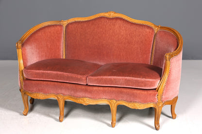 Wunderschönes Chippendale Sofa Barock Stil Couch Samt Stoff 2 Sitzer Canapé