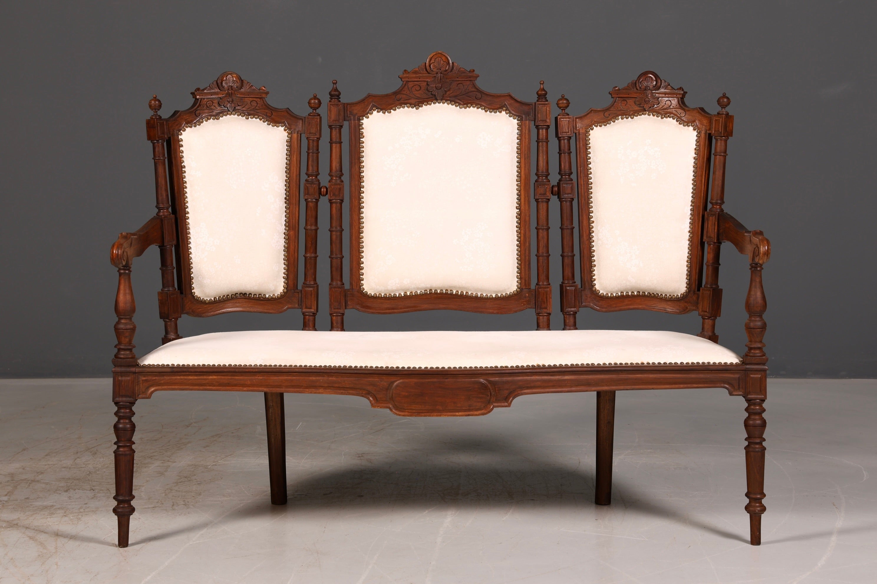 Edle Neorenaissance Sitzbank Antik Gründerzeit Sofa Polsterbank Salonbank Sitzbank Bank