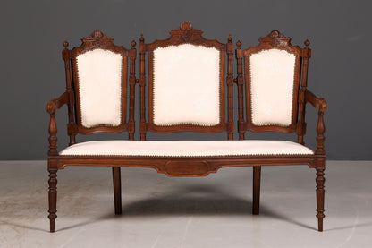 Edle Neorenaissance Sitzbank Antik Gründerzeit Sofa Polsterbank Salonbank Sitzbank Bank