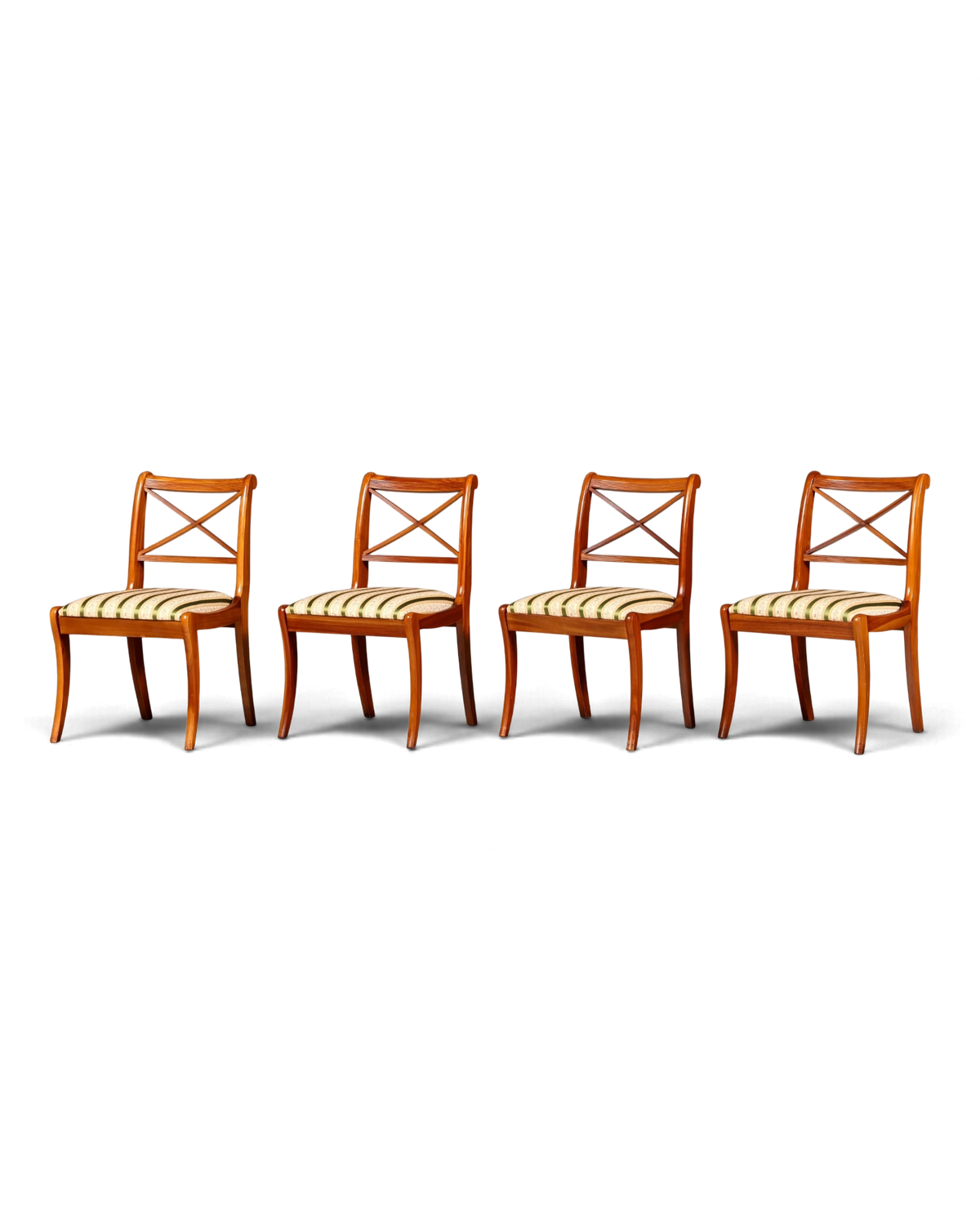 4x Edle Englische Stühle aus Eibe Regency Stil Stuhlset Dining Chairs Küchenstühle Esszimmerstühle 60er Jahre