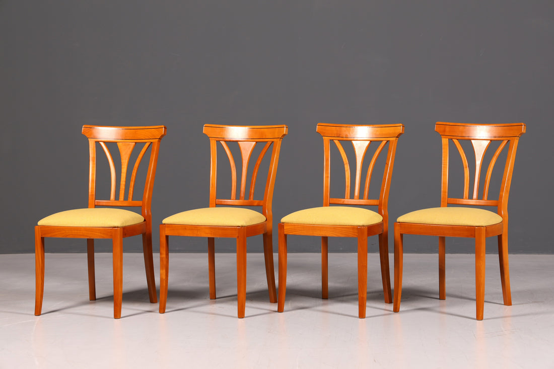 Edles Selva Stühle Set 4x Kirschholz Esszimmerstühle Küchenstühle Antik Stil Stuhlset