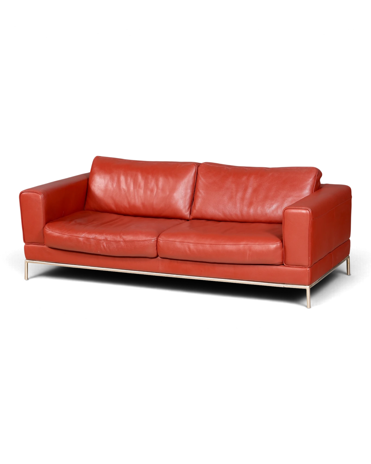 Vintage IKEA Arlid 3-Seater Sofa Genuine Leather Red Leather Sofa Couch Modern Design