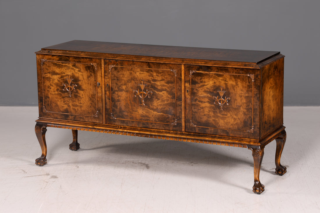 Beautiful Original Art Deco Sideboard Cabinet TV Dresser circa 1930 Chippendale Solid Wood