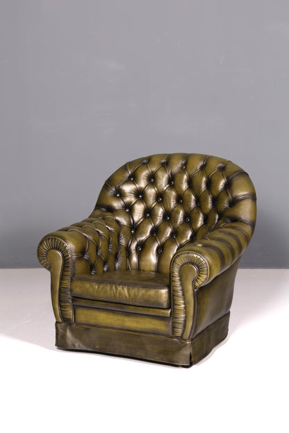 Edler Original Chesterfield Sessel Englisch Echt Leder Lesesessel Lounge Antik UK