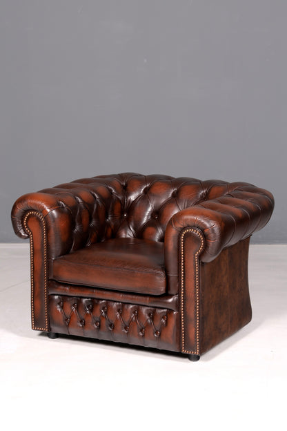Edler Original Centurion Chesterfield Sessel Englischer Armlehnsessel Herrensessel Ledersessel England