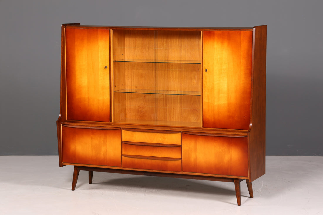 G140 Finish Traumhafter Mid Century Highboard Retro Vitrine 60er Jahre Schrank Kommode