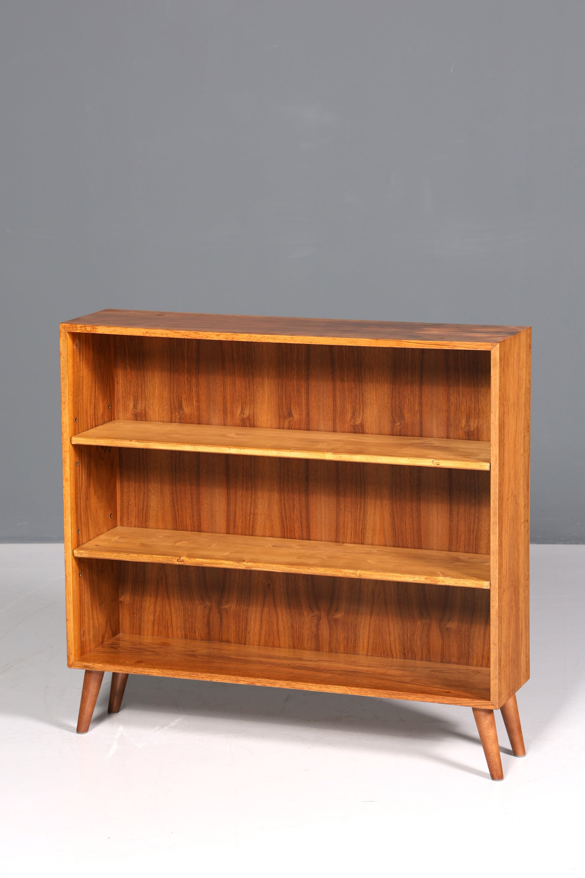 F761 Finish WILL BE REPHACED AFTER REPAIR Beautiful Mid Century Shelf Vintage Bookcase 60s Wooden Shelf