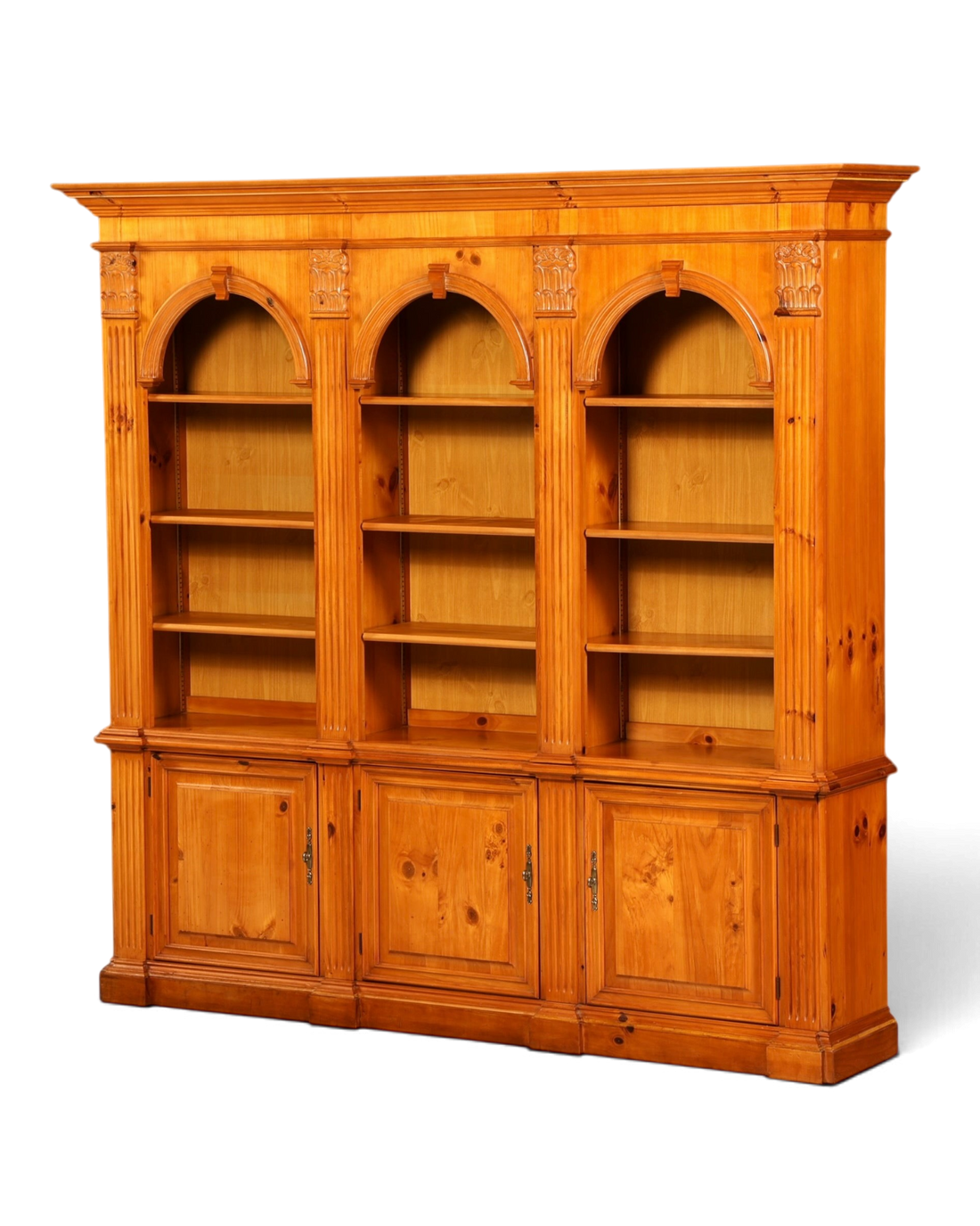 Hauptstadt Möblerei XXL Ethan Allen Bücherregal aus Kiefernholz im Antik-Stil mit drei Rundbogen-Regalfächern
