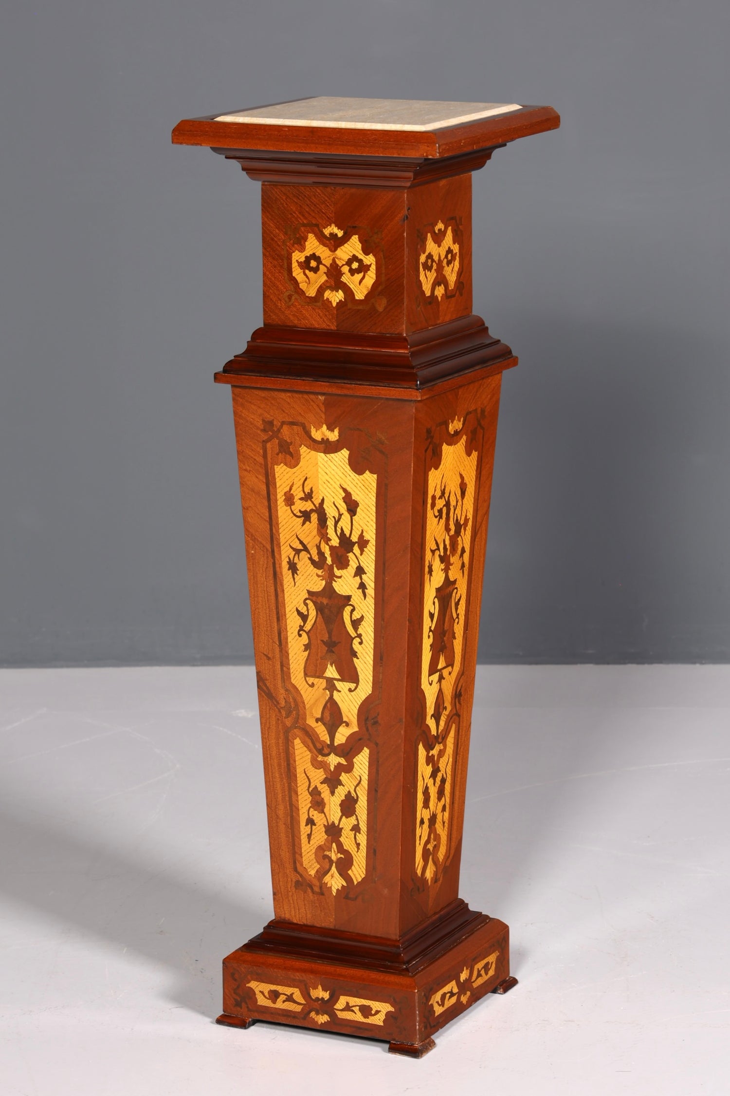 Beautiful Baroque style column, Louis XV flower column, natural stone marble inlay, shelf table