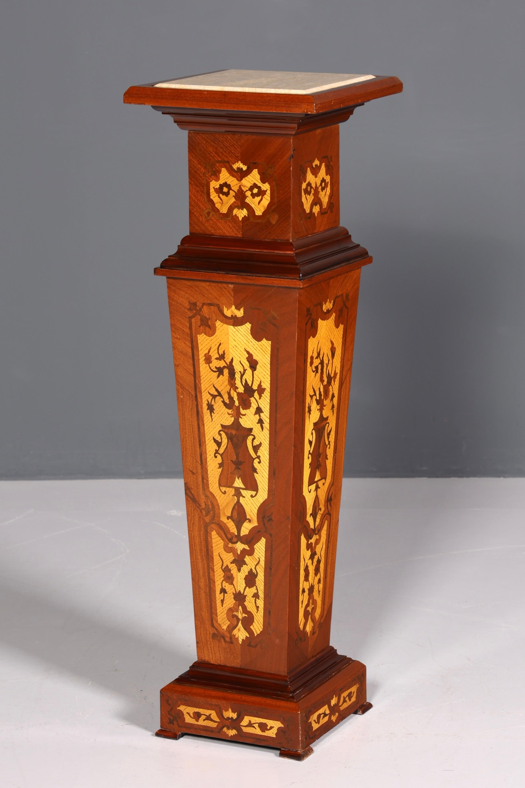 Beautiful Baroque style column, Louis XV flower column, natural stone marble inlay, shelf table