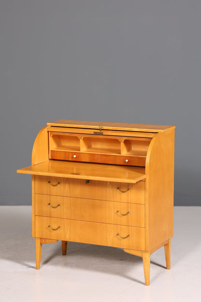 Stilvoller Mid Century Rollladen Sekretär echt Holz Büro Schrank Vintage Schreibkommode