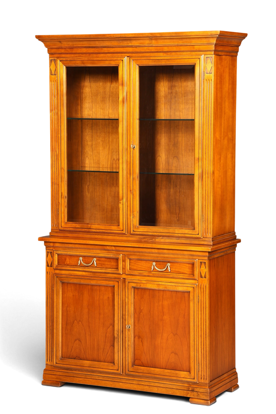 Hauptstadt Möblerei Selva Vitrine Villa Borghese aus massivem Holz im antiken Stil mit Innenbeleuchtung und Glasfront