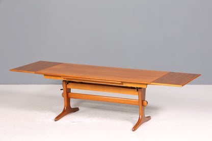 Wunderschöner Mid Century Couchtisch Teak Danish Retro Ablagetisch ausziehbarer höhenverstellbar Vintage Coffee Table 70er Jahre Wohnzimmertisch