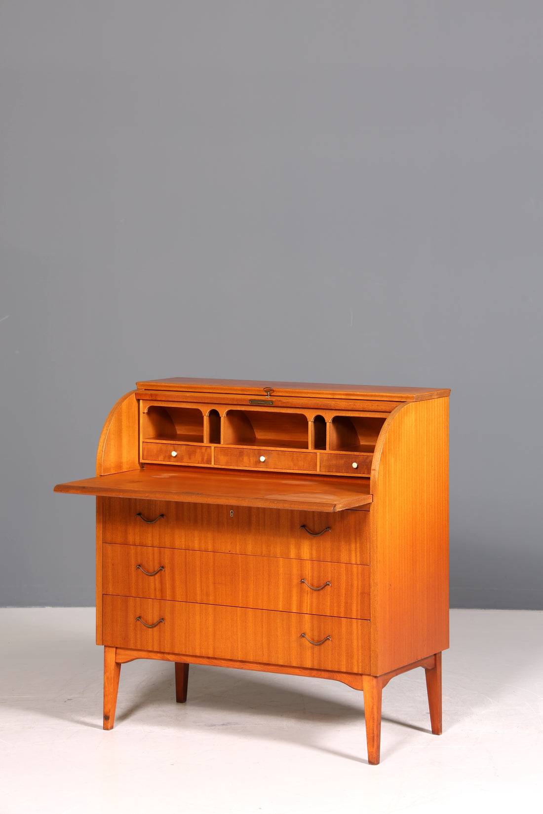 Wunderschöner Mid Century Rollladen Sekretär echt Holz Büro Schrank Vintage Schreibkommode