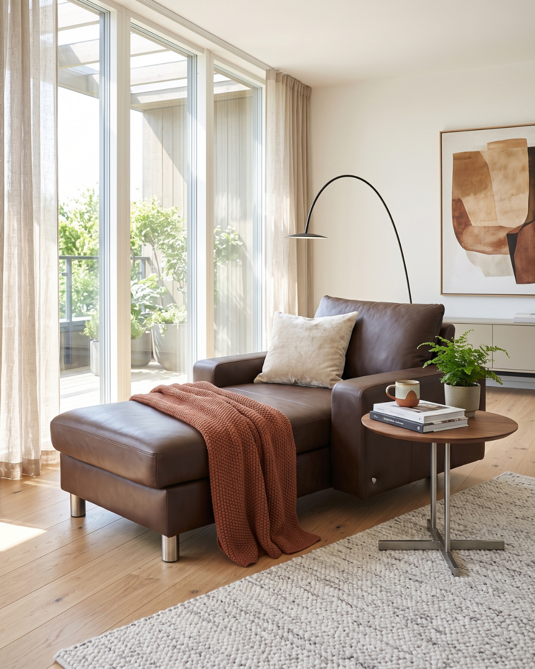 Wunderschöne Stressless E200 Récamière Echtleder Braun Longchair Ottomane Ledersofa Relaxliege Vintage