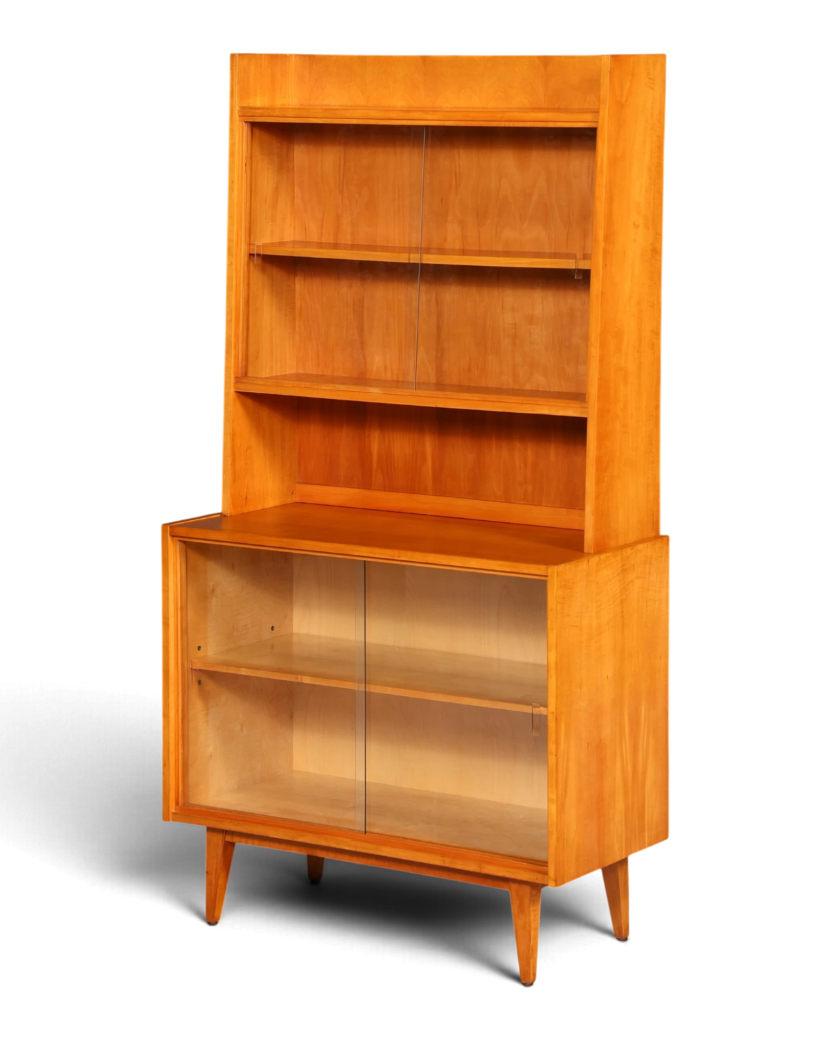 Beautiful mid-century display cabinet, VEB Themar bookcase with sliding glass doors, retro, vintage, East Germany