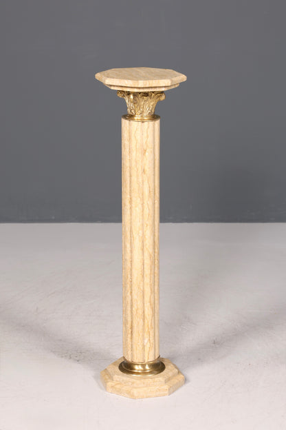 Wunderschöne Barock Stil Säule Louis XV Marmor Blumensäule Naturstein Beige Sockel Ablage 1 von 2