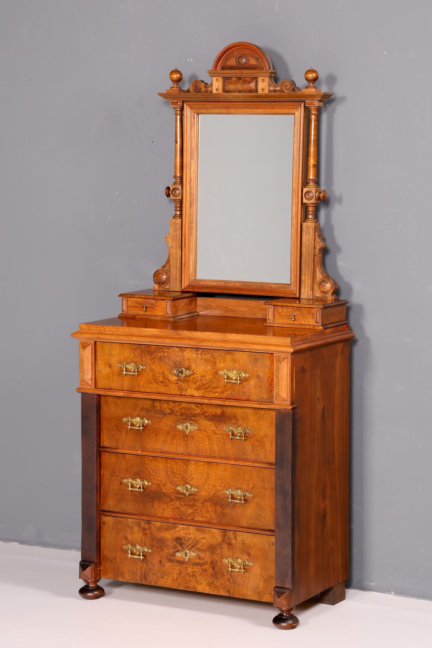 Traumhafte Gründerzeit Kommode mit Spiegelaufsatz Louis Philippe Echt Holz Schrank Antik Flurschrank um 1880 Vintage