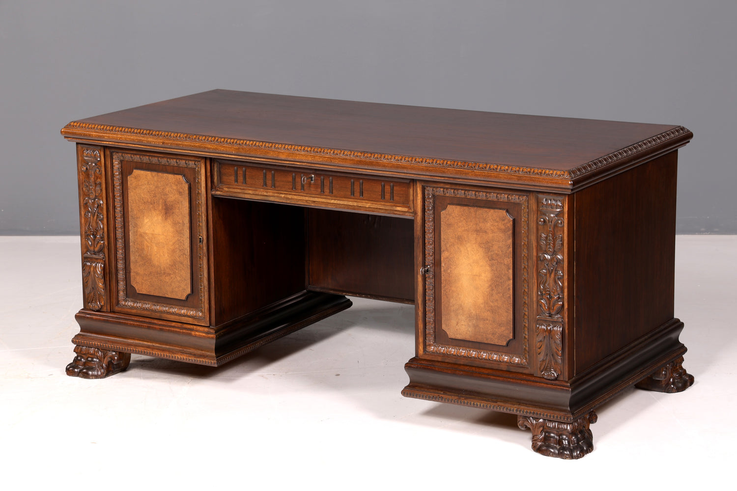 Imposanter Neorenaissance Schreibtisch Herrenzimmer Bürotisch Antik Office Table Echt Holz Vintage