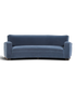 Hauptstadt Möblerei H872 Sofa in geschwungenem Design mit blauem Samtbezug und dunklen Holzfüßen
