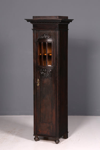 Prachtvolle Jugendstil Vitrine Eiche Antiker Bücherschrank Geschirrschrank Glasvitrine Schrank Antik 2 von 2