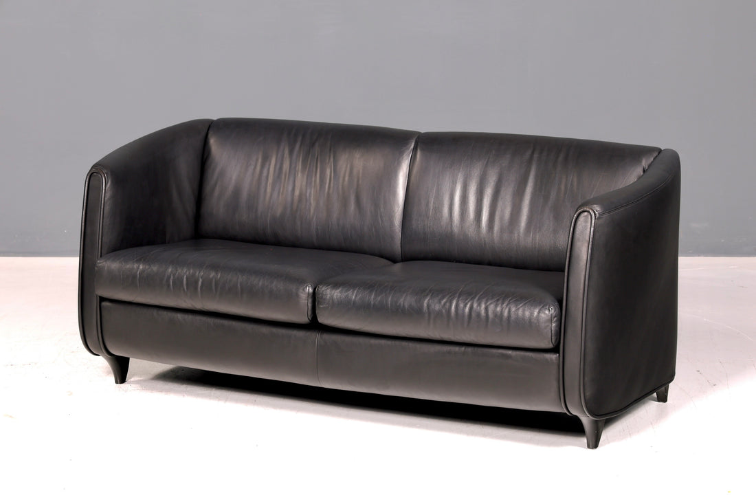 Wunderschönes Original De Sede DS-32 c Sofa Schwarz Echt Leder 2-Sitzer 90er Designer Ledersofa Couch Loungesofa Vintage