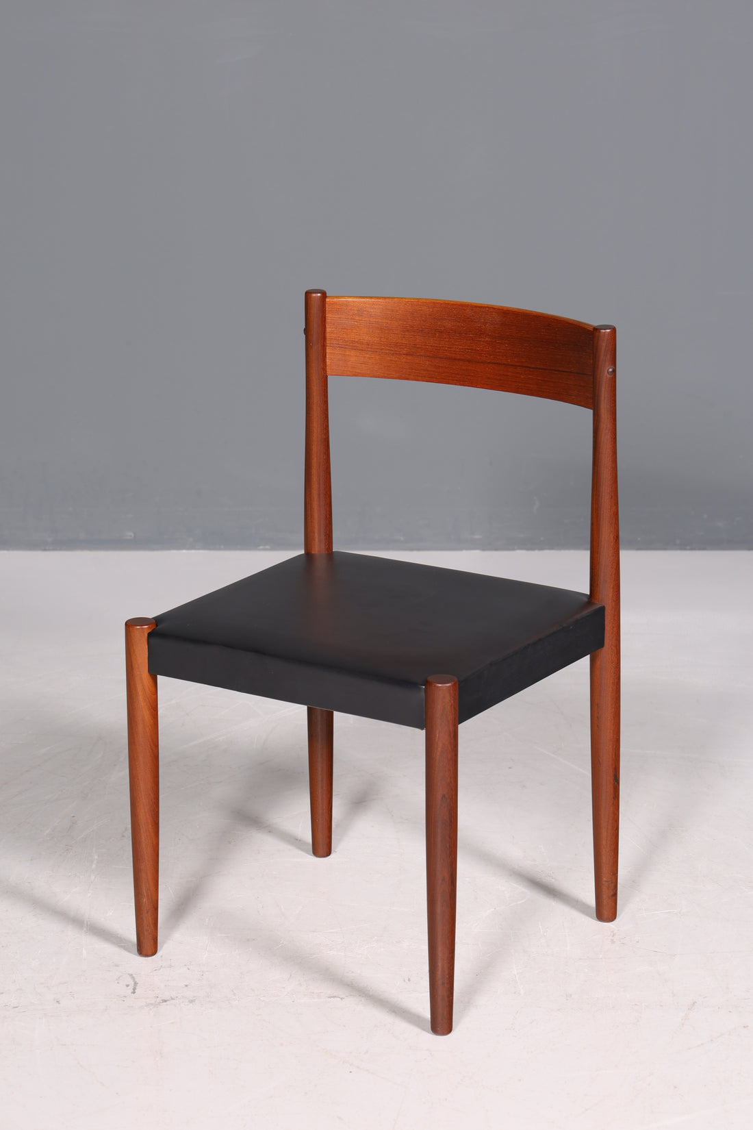 Schlichter Mid Century Stuhl Palisander Retro Sekretär Stuhl echt Leder Danish Design Küchenstuhl 1 von 2