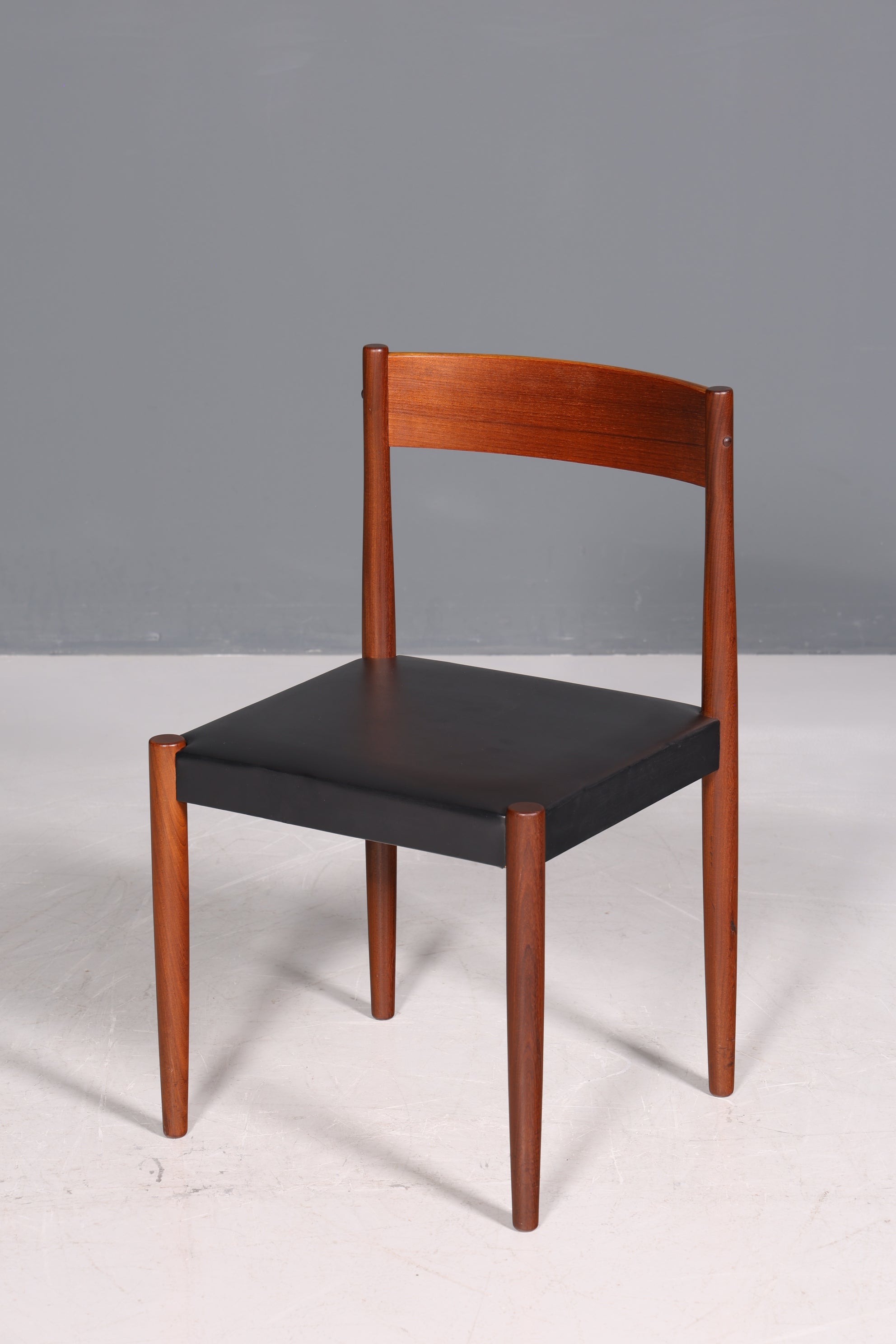 Schlichter Mid Century Stuhl Palisander Retro Sekretär Stuhl echt Leder Danish Design Küchenstuhl 1 von 2