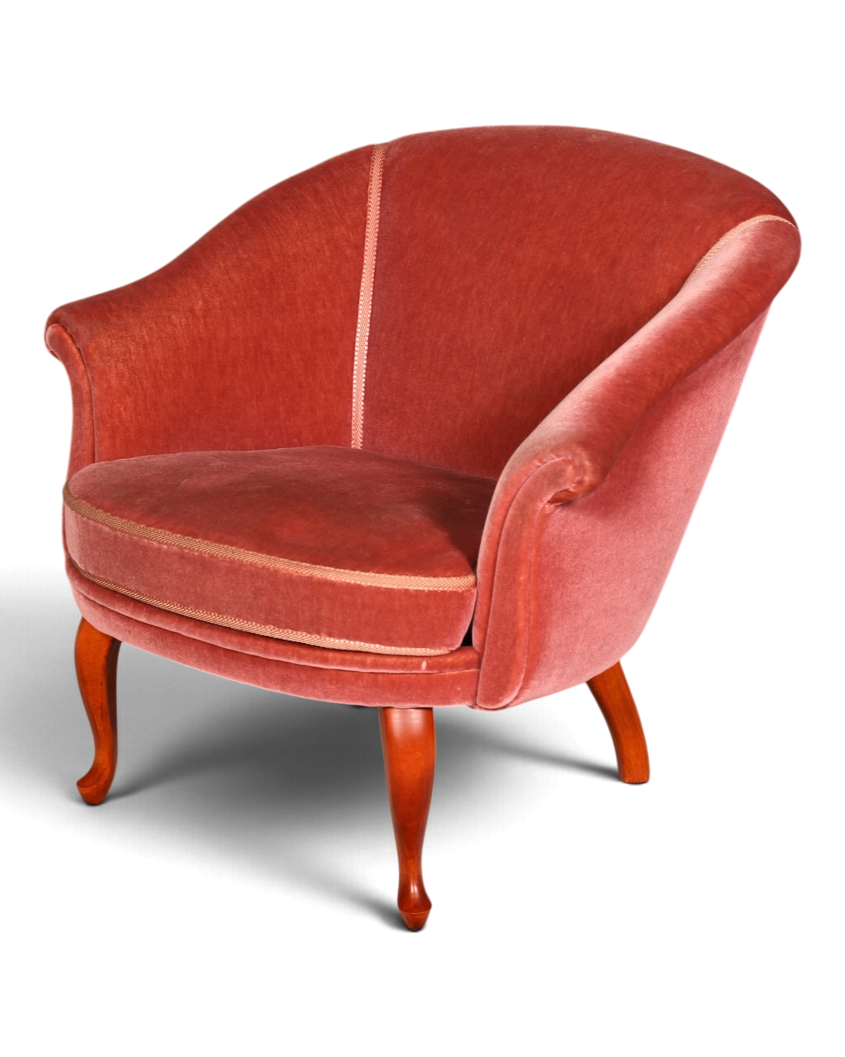 Traumhafter Chippendale Sessel 50er Jahre Polstersessel Stoff Altrosa Vintage Clubsessel 2 von 2