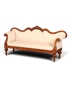 Hauptstadt Möblerei antikes Biedermeier Sofa im Louis-Philippe-Stil mit cremefarbenem Streifenbezug und Holzrahmen