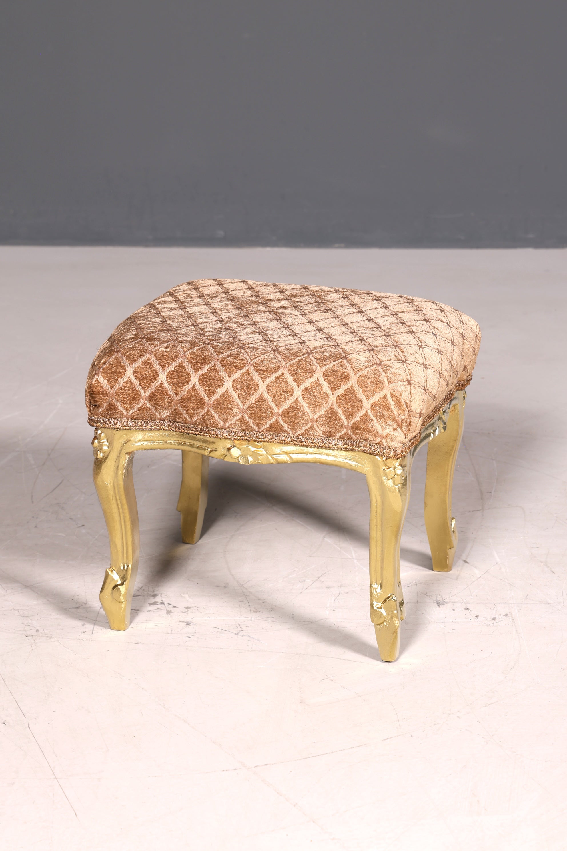 Traumhafter Barock Stil Hocker echt Holz Polster Schemel Fussablage