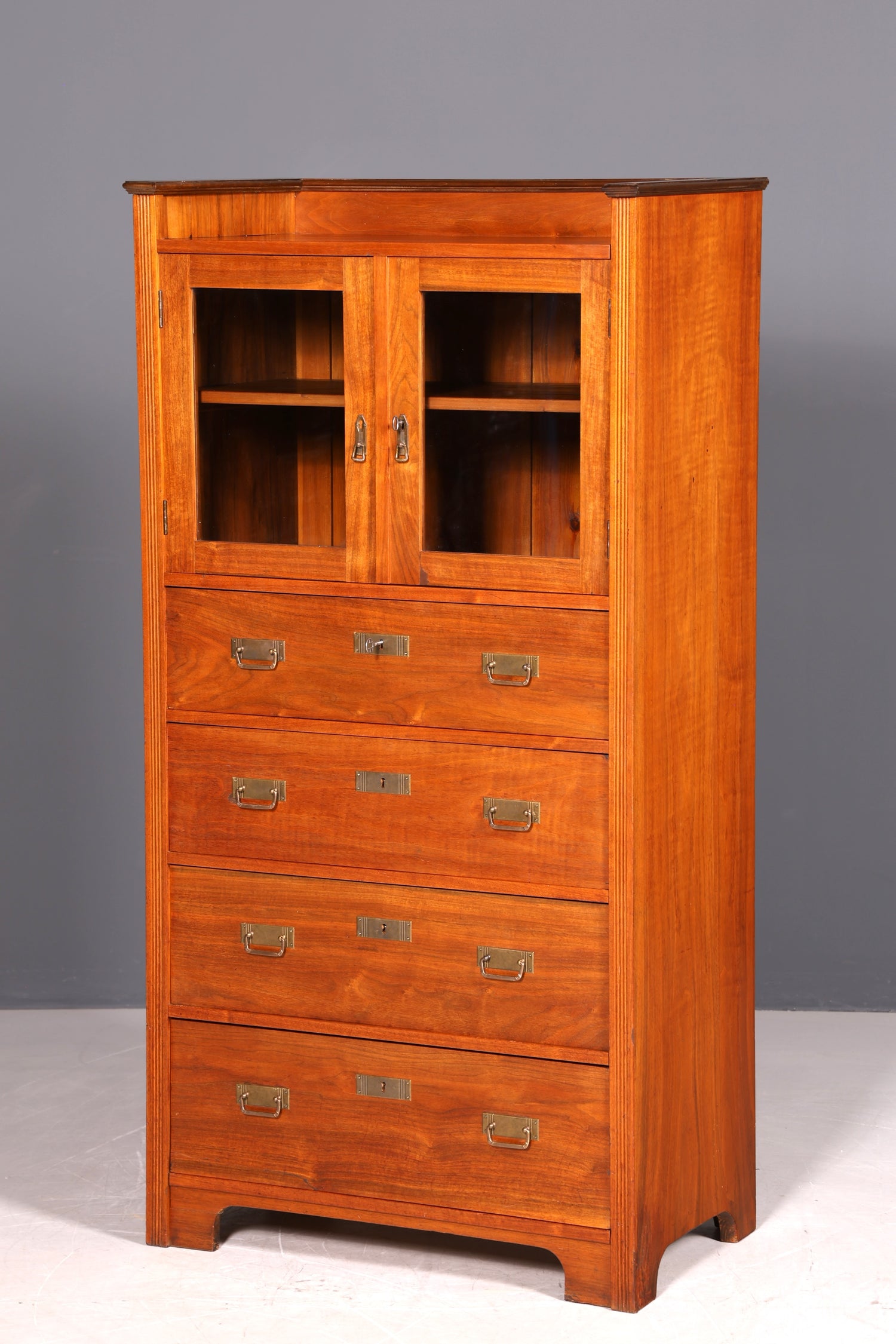 G358 Finish Traumhafte Jugendstil Vitrine Antike Holz Bücherschrank Eiche Antik Schrank Geschirrschrank (Kopie)