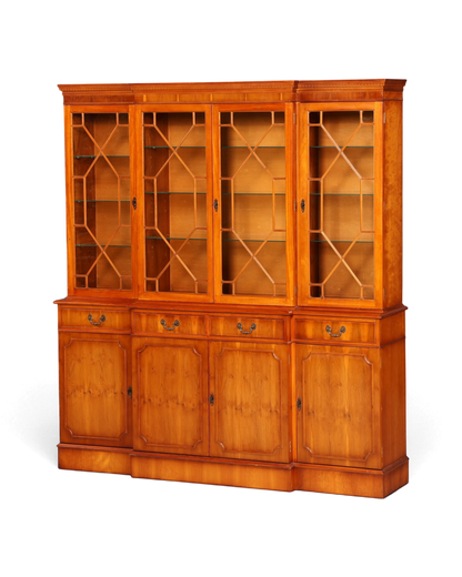 Hauptstadt Möblerei englische Vitrine aus Eibenholz mit verglasten Türen und dekorativem Gittermuster