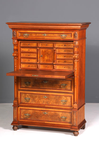 Beeindruckender Gründerzeit Sekretär Vertiko Highboard Louis Philippe Kommode um 1880