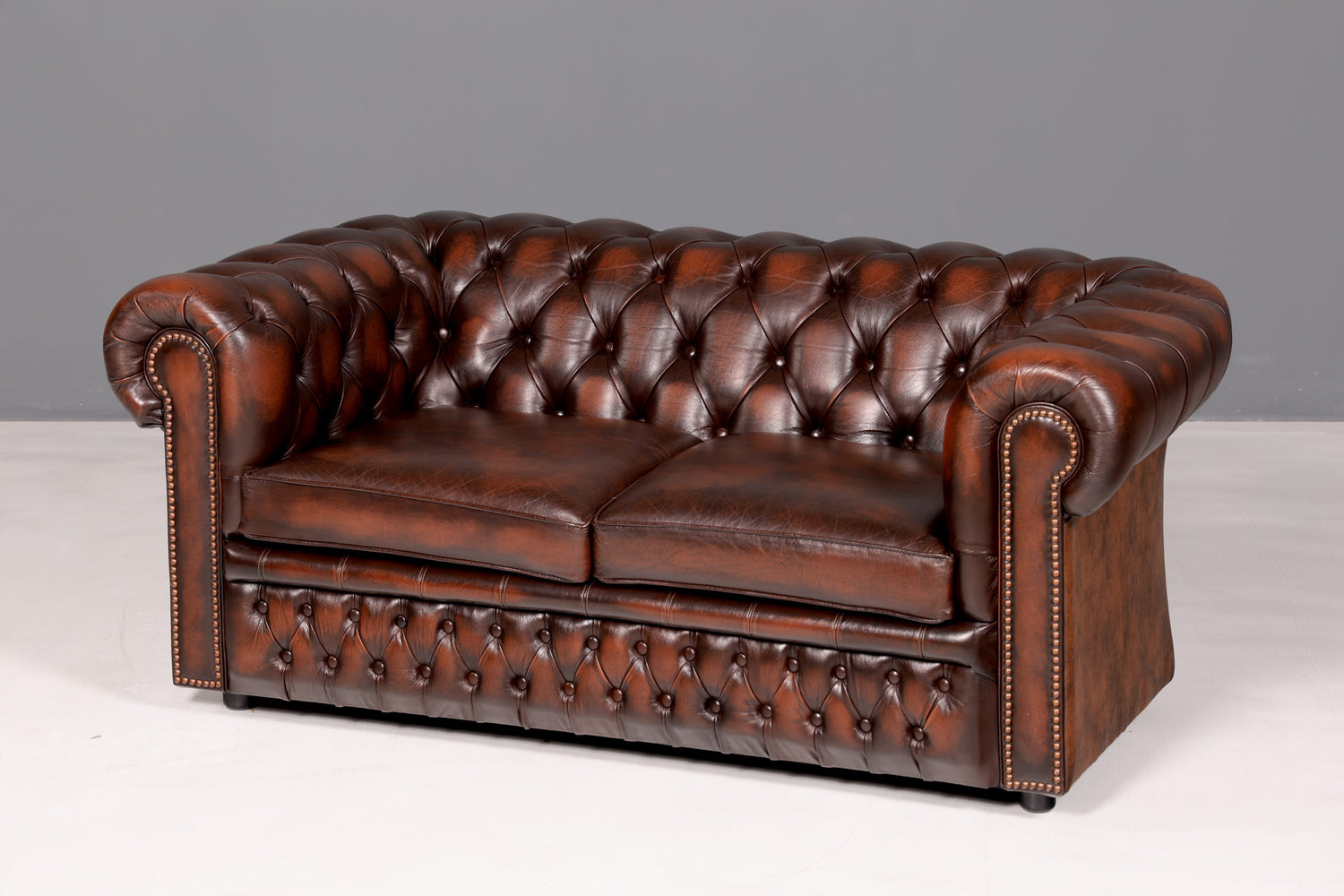 Wunderschönes Original Centurion Chesterfield Sofa 2-Sitzer Couch England echt Leder Polstersofa Ledersofa