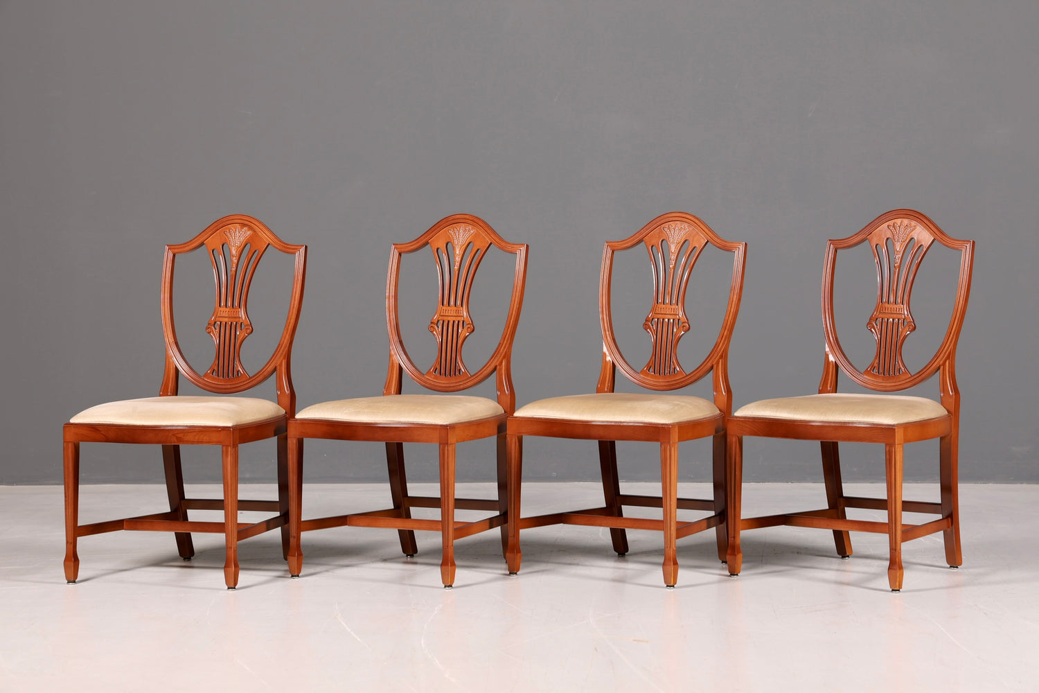 Edles 4x Englische Stühle Set Hepplewhite Stil Dining Chairs Antik Esszimmerstühle Küchenstühle Stuhlset Vintage
