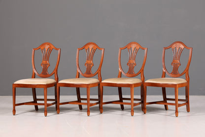 Edles 4x Englische Stühle Set Hepplewhite Stil Dining Chairs Antik Esszimmerstühle Küchenstühle Stuhlset Vintage