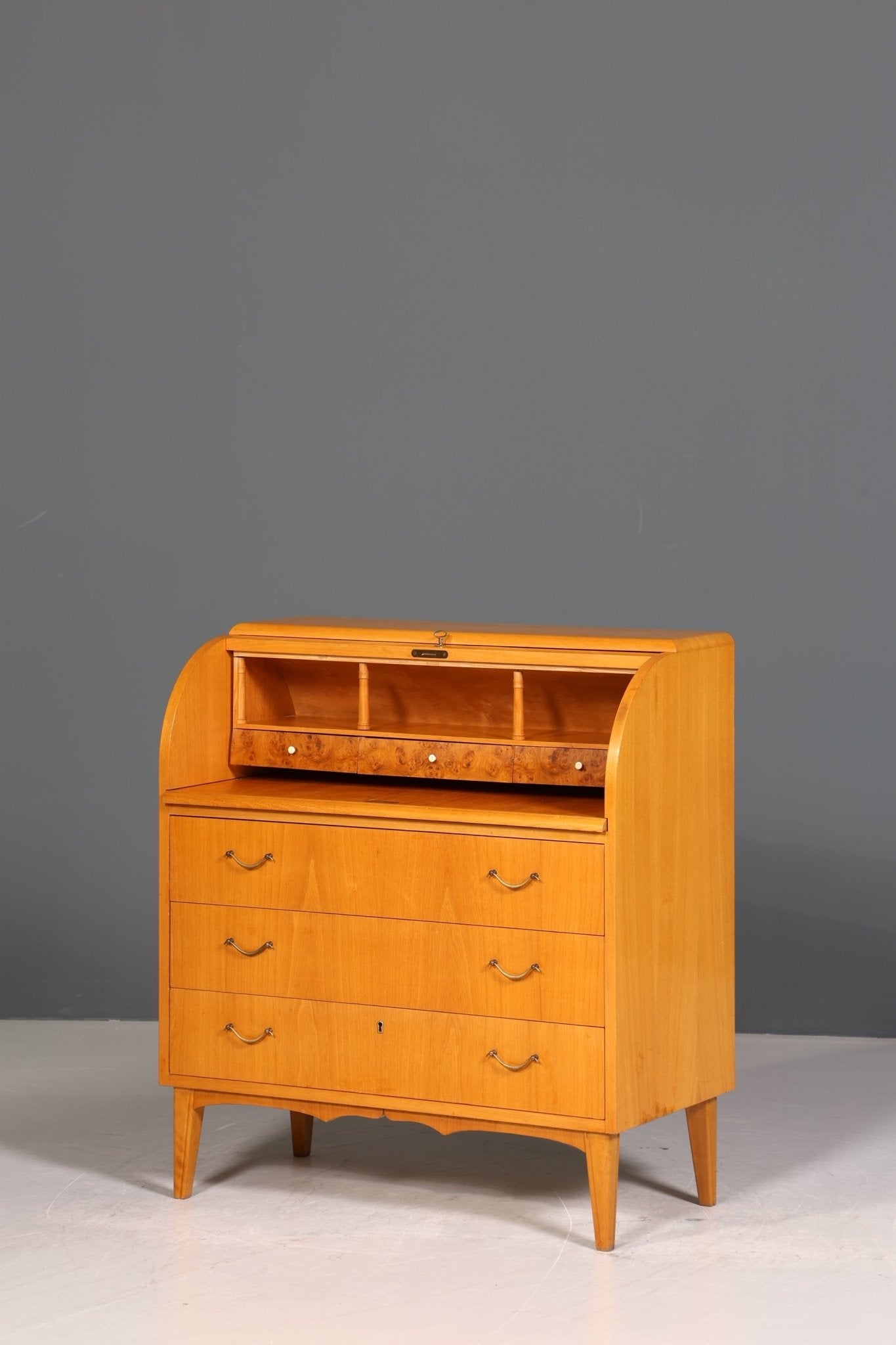 Stilvoller Mid Century Rollladen Sekretär Danish Design echt Holz Rollladen Kommode