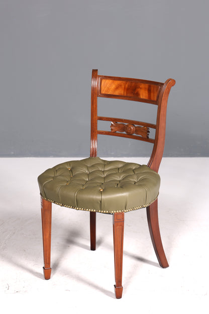 Wunderschöner Chesterfield Stuhl Anno Dom Sekretär Stuhl Englisch echt Leder Küchenstuhl 2 von 4