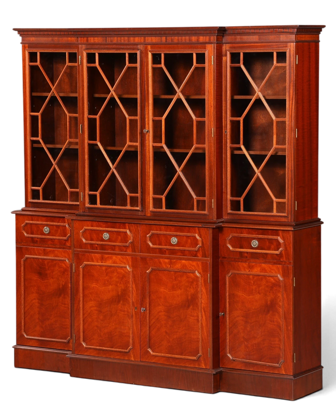 Hauptstadt Möblerei englische Vitrine aus Holz mit verglasten Sprossentüren und Unterschrank im antiken Stil