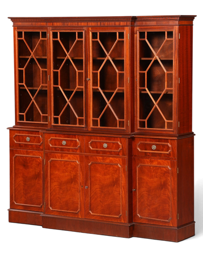 Hauptstadt Möblerei englische Vitrine aus Holz mit verglasten Sprossentüren und Unterschrank im antiken Stil
