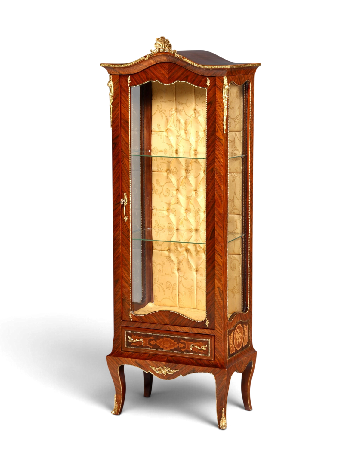 Traumhafte Barock Stil Vitrine Antik Stil Sammler Schrank Intarsien Glasschrank