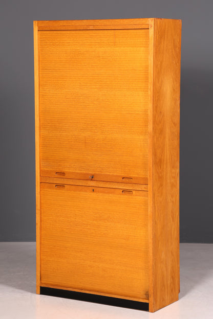 Schlichter Mid Century Rollladenschrank Bauhaus Apothekerschrank Art Deco Büro Aktenschrank