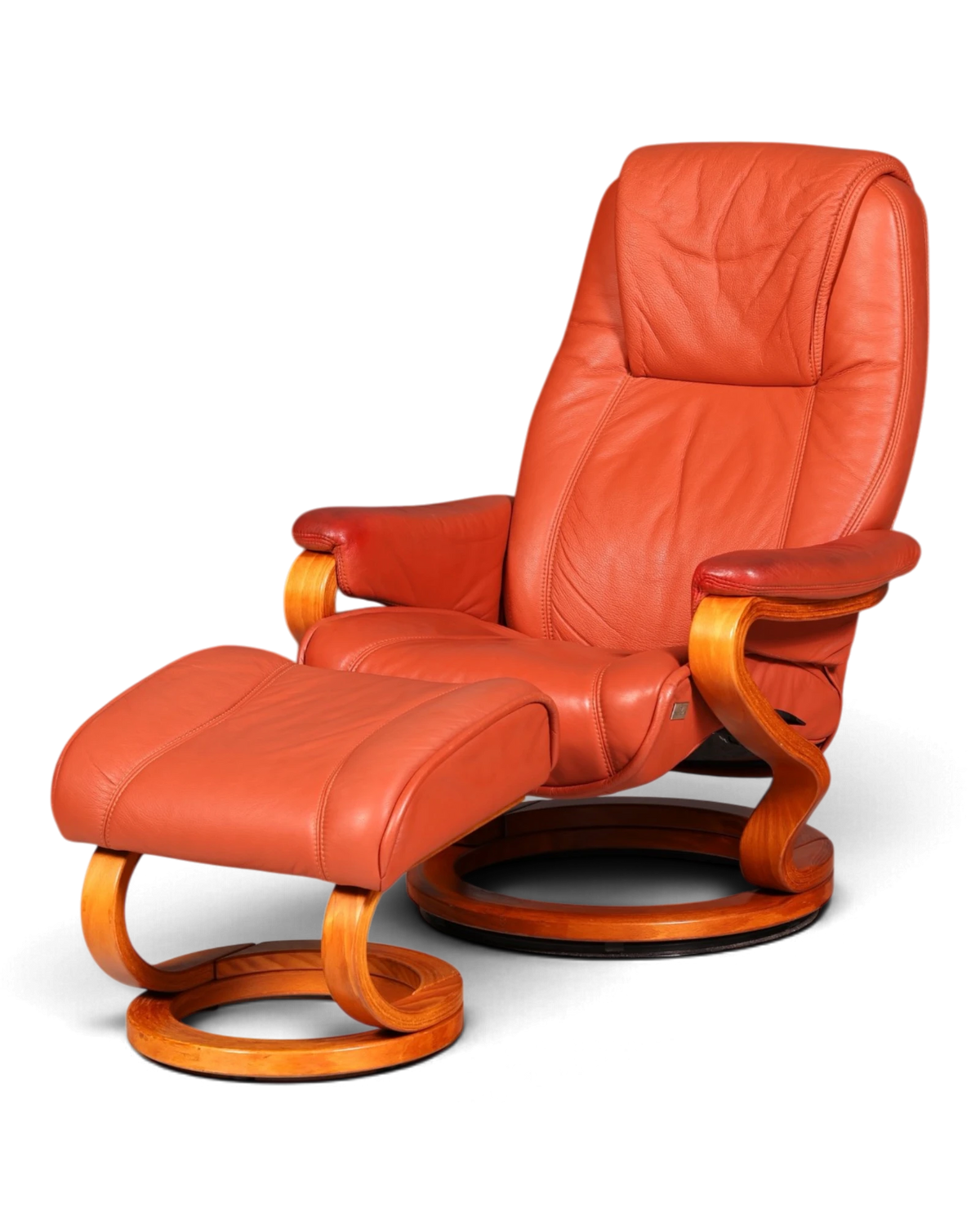 Original Himolla Relaxsessel mit Hocker Leder Terracotta Fernsehsessel Liegesessel Ledersessel Made in Germany
