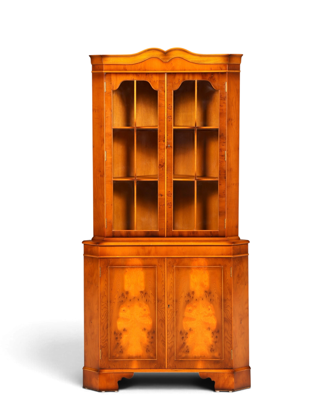 Wunderschöne Englische Eckvitrine Eibe Antik 60s Echt Holz Eckschrank Glasvitrine