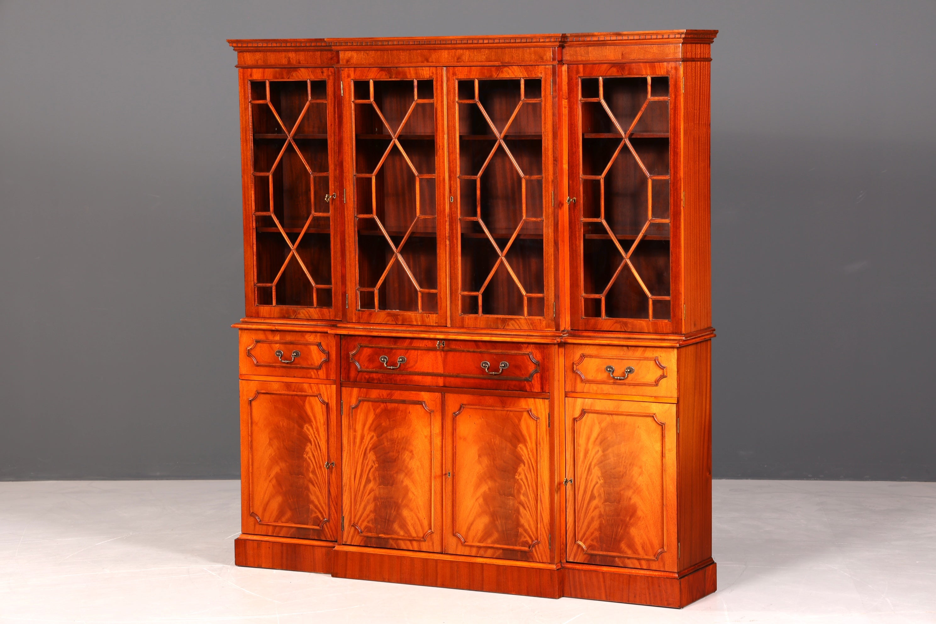 G389 Finish Wunderschöne Englische Vitrine Bibliothek Sekretär echt Holz Antik Schrank Regal (Kopie)