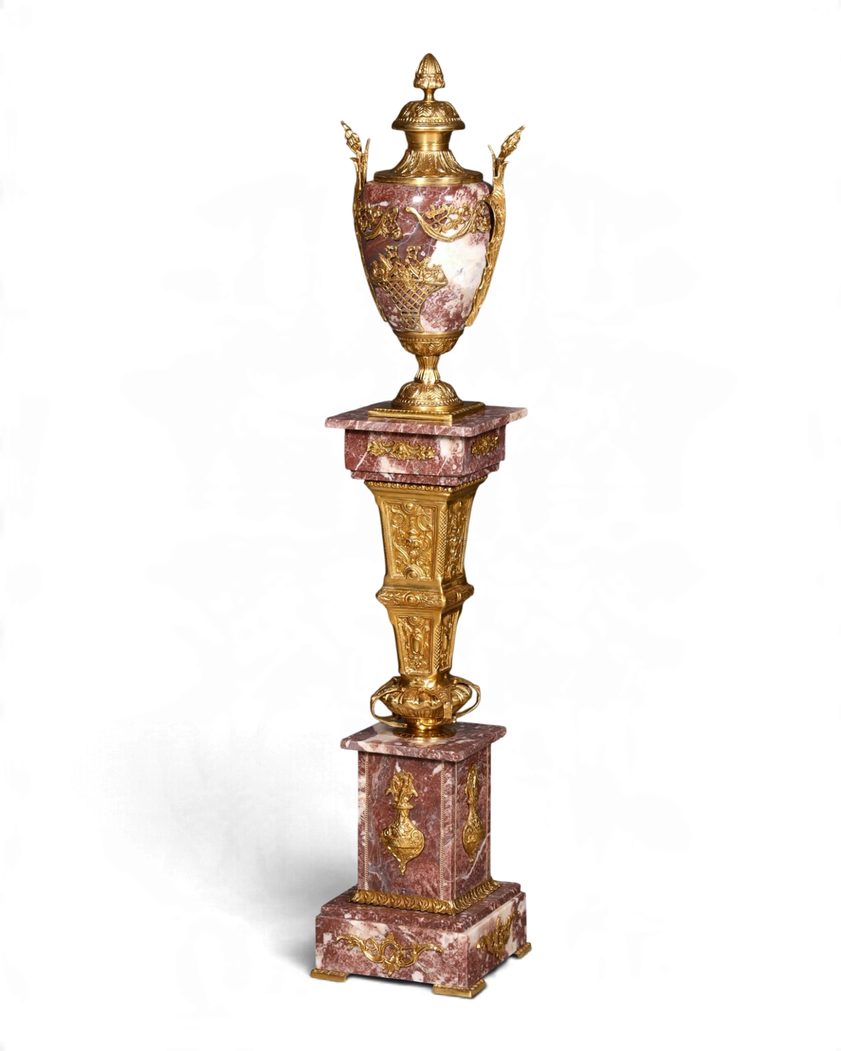 Wunderschöne Barock Stil Säule Louis XV Marmor Rot Blumensäule Sockel Ablage Dekosäule