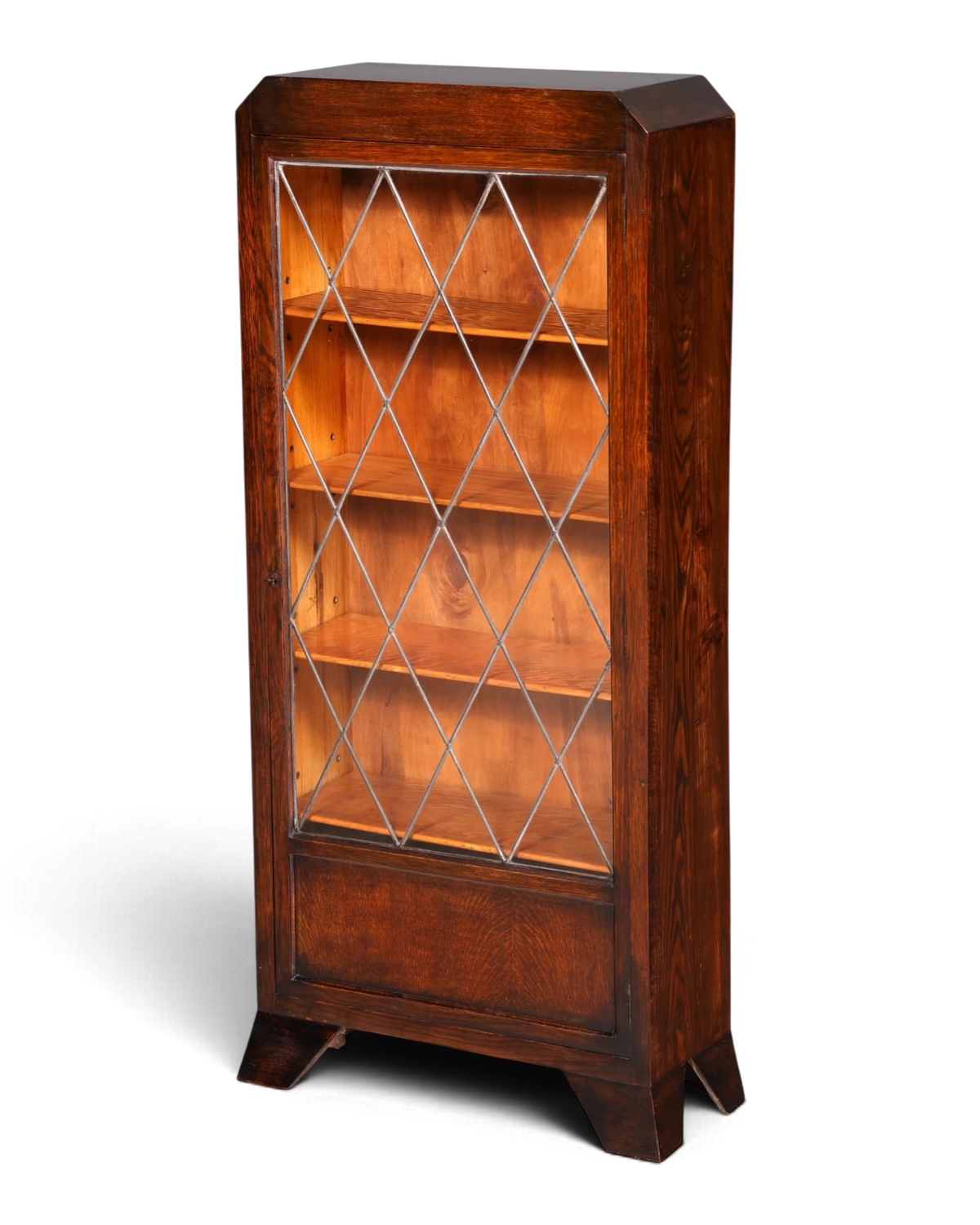 Traumhafter Jugendstil Bücherschrank Eiche Bleiverglasung Vitrine Echt Holz Antik Schrank